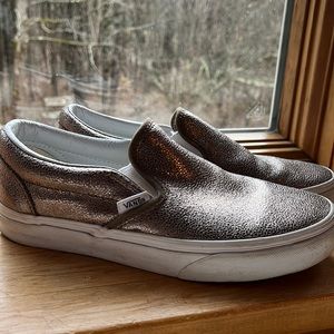 Vans slip on leather sparkly- hardly worn- women’s size 7 men’s size 5 1/2